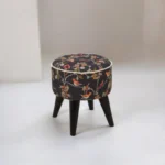 Black Wooden Stool With Fabric