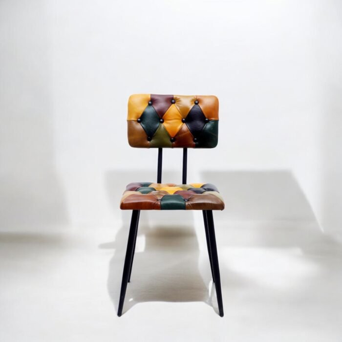Multicolour Leather Chair With Iron Legs - Image 4