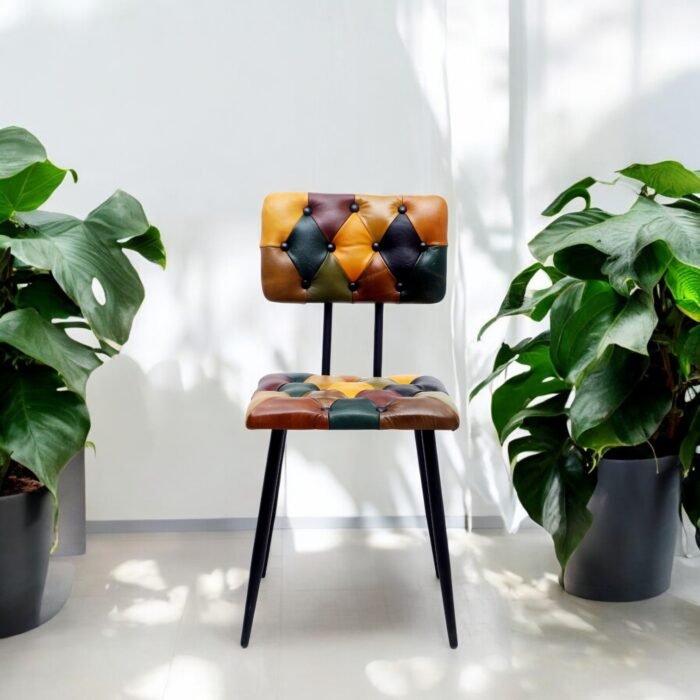 Multicolour Leather Chair With Iron Legs - Image 5