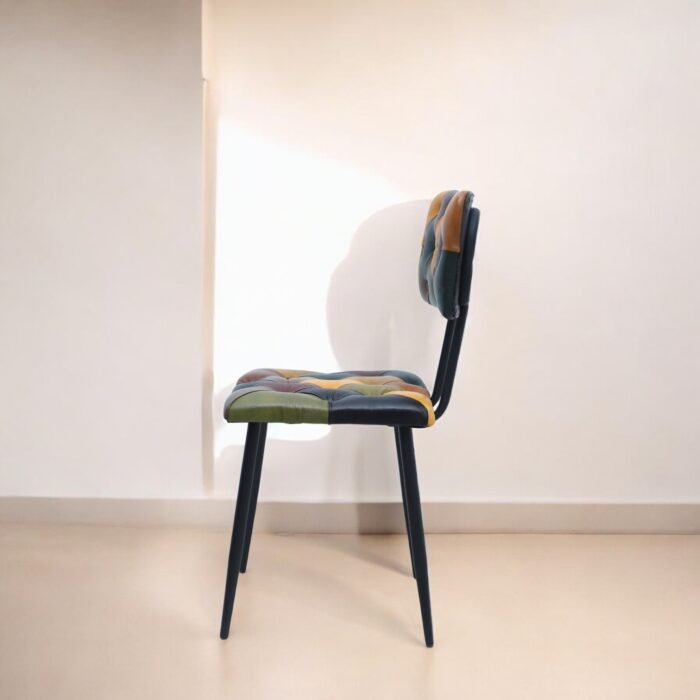 Multicolour Leather Chair With Iron Legs - Image 2
