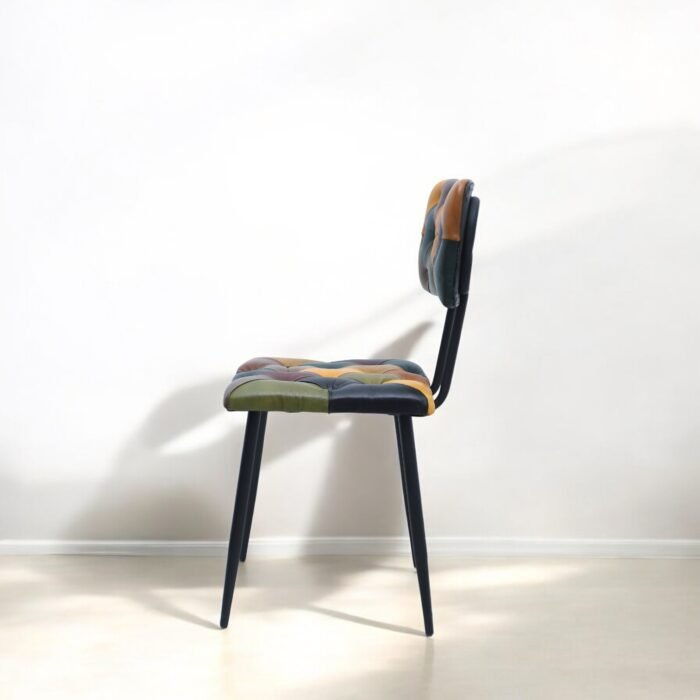 Multicolour Leather Chair With Iron Legs - Image 3