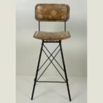 Iron Brown Leather Bar Chair - Image 3