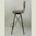 Iron Brown Leather Bar Chair - Image 4