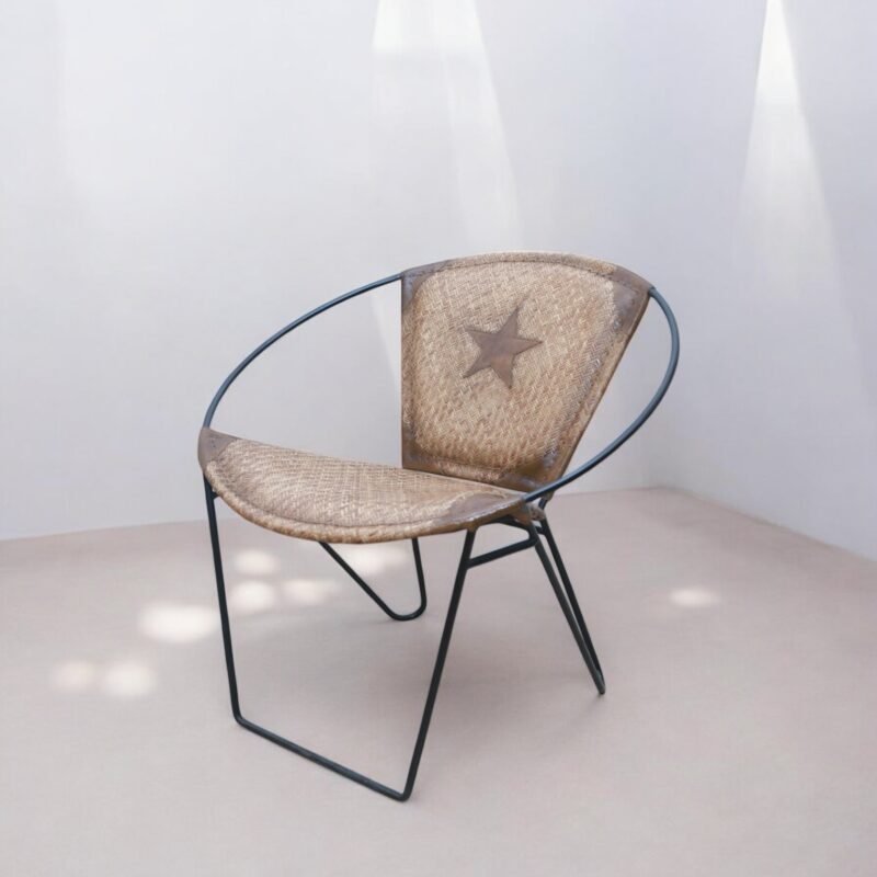 Cane Leather Chair with Iron Frame 16