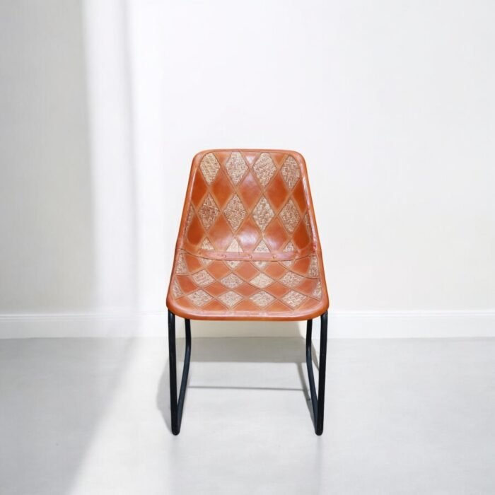 Cane Leather Accent Chair