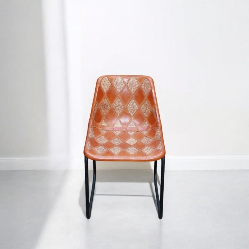 Cane Leather Accent Chair