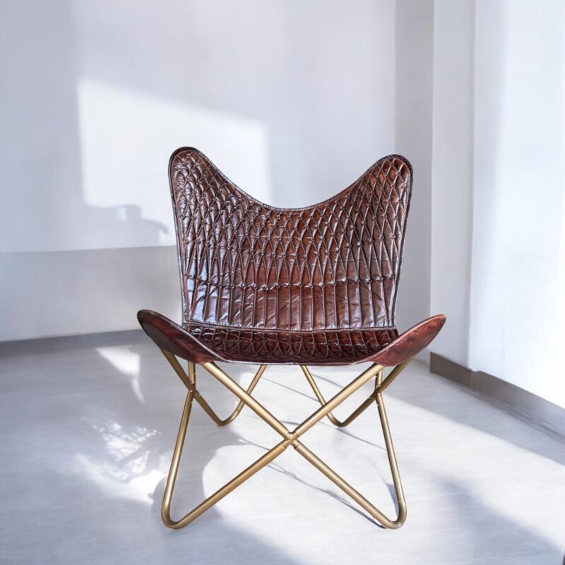 Handcrafted Elegance Leather Butterfly Chair