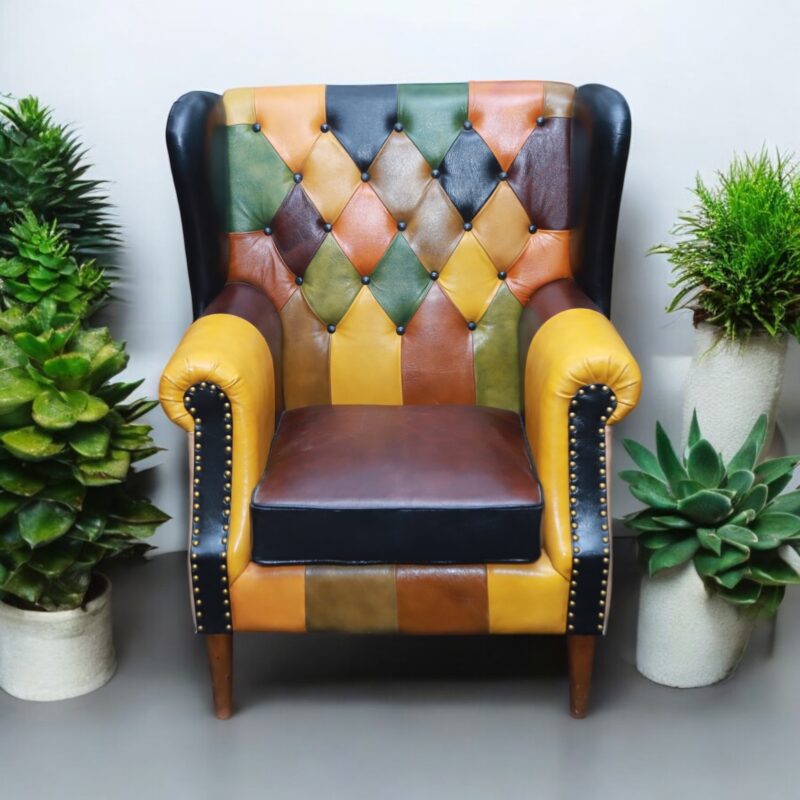 Chic Comfort: Leather Sofa in Multicolour
