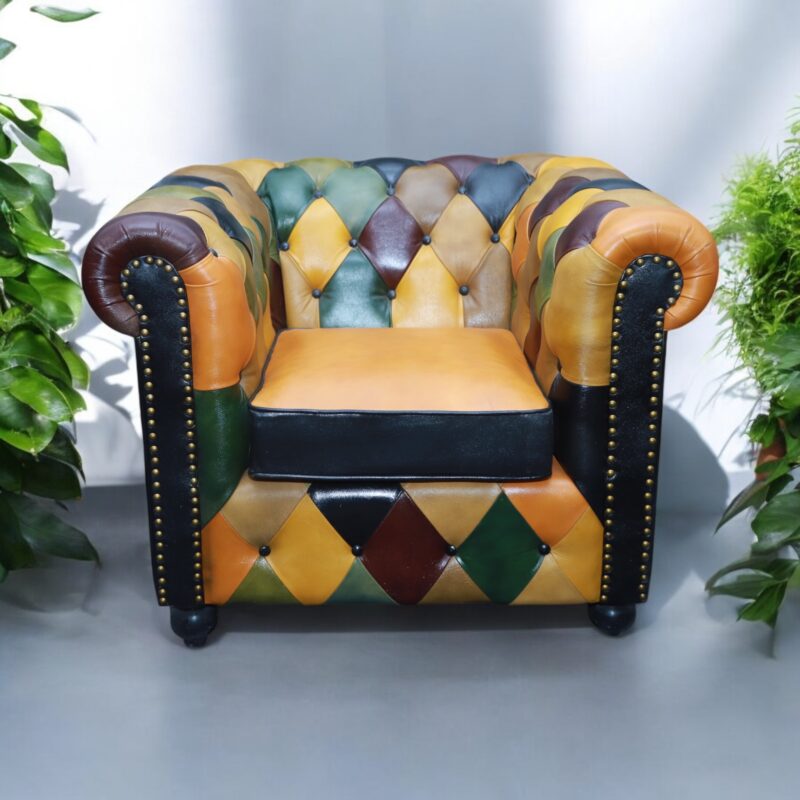 Chic Comfort Multicolour Leather Upholstered Sofa