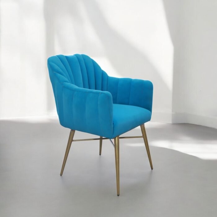 Royal Blue Luxe Accent Gold-Legged Lounge Chair with Iron Legs - Image 8