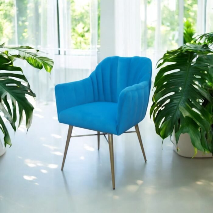 Royal Blue Luxe Accent Gold-Legged Lounge Chair with Iron Legs - Image 7