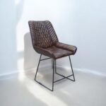 Vintage Diamond Leather Chair with Iron Frame - Image 3