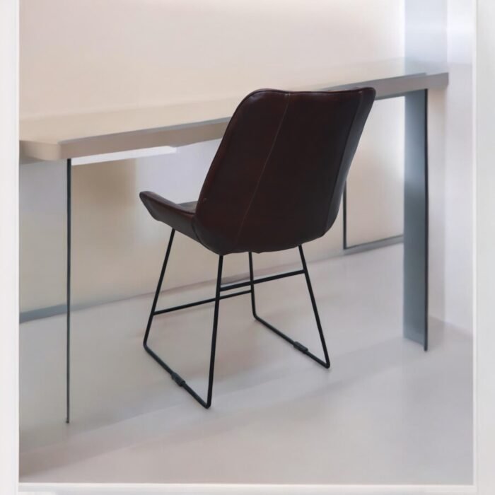 Vintage Diamond Leather Chair with Iron Frame - Image 5