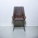 Vintage Diamond Leather Chair with Iron Frame - Image 6