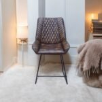 Vintage Diamond Leather Chair with Iron Frame - Image 2