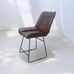 Vintage Diamond Leather Chair with Iron Frame