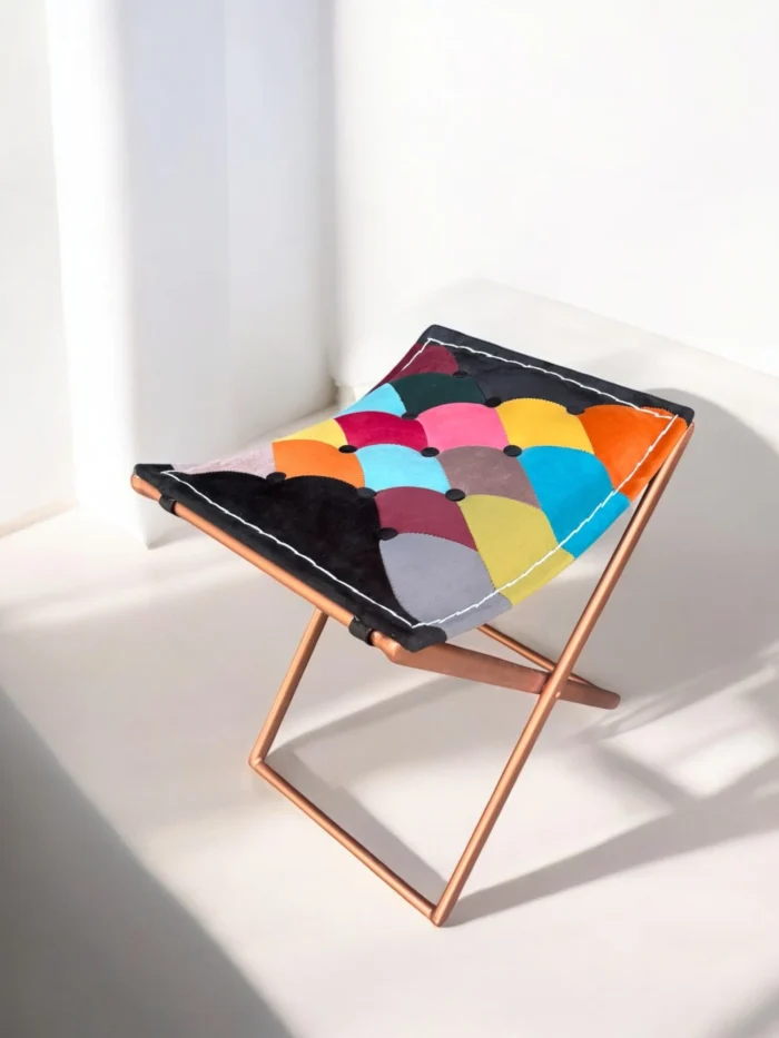 Luxury-Handmade-Leather-Folding-Stool-Modern-Durable - Image 2