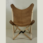 Luxury Goat Leather Butterfly Chair with Solid Wooden Stand