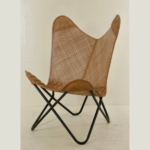 Handcrafted Goat Leather & Cane Butterfly chair - Image 4