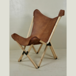 Vintage-Style Goat Leather Butterfly Chair - Image 2
