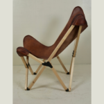 Wooden Stand Leather Butterfly Chair - Image 2