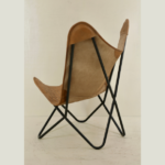 Handcrafted Goat Leather & Cane Butterfly chair - Image 3