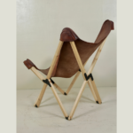 Wooden Stand Leather Butterfly Chair - Image 4