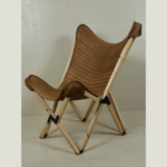 Luxury Goat Leather Butterfly Chair with Solid Wooden Stand - Image 3
