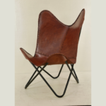 Vintage Brown Buff leather Butterfly Chair