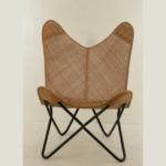 Handcrafted Goat Leather & Cane Butterfly chair - Image 2