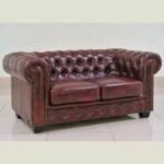 Bold Blood Red Chesterfield Leather Sofa