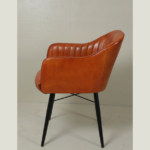 Handcrafted Goat Leather Luxury Dining Chair with Iron Stand - Image 3