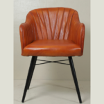 Handcrafted Goat Leather Luxury Dining Chair with Iron Stand