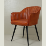 Handcrafted Goat Leather Luxury Dining Chair with Iron Stand - Image 2