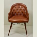 Luxury Vintage style Leather Cane Cha With Iron Base - Image 2