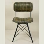 Modern Leather Dining Chair with Iron Base - Image 3