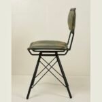 Modern Leather Dining Chair with Iron Base - Image 4