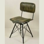 Modern Leather Dining Chair with Iron Base