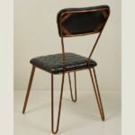 Modern Quilted Leather Chair with Elegant Iron Legs - Image 4