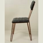 Modern Quilted Leather Chair with Elegant Iron Legs - Image 3
