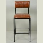 Modern Leather Bar Chair with Iron Frame - Image 2