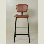 Modern Leather Bar Chair with Durable Iron Frame - Image 2